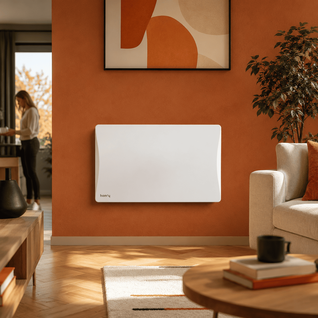 Radiateur ALOA CONNECT 1500W dans un salon d'ambiance