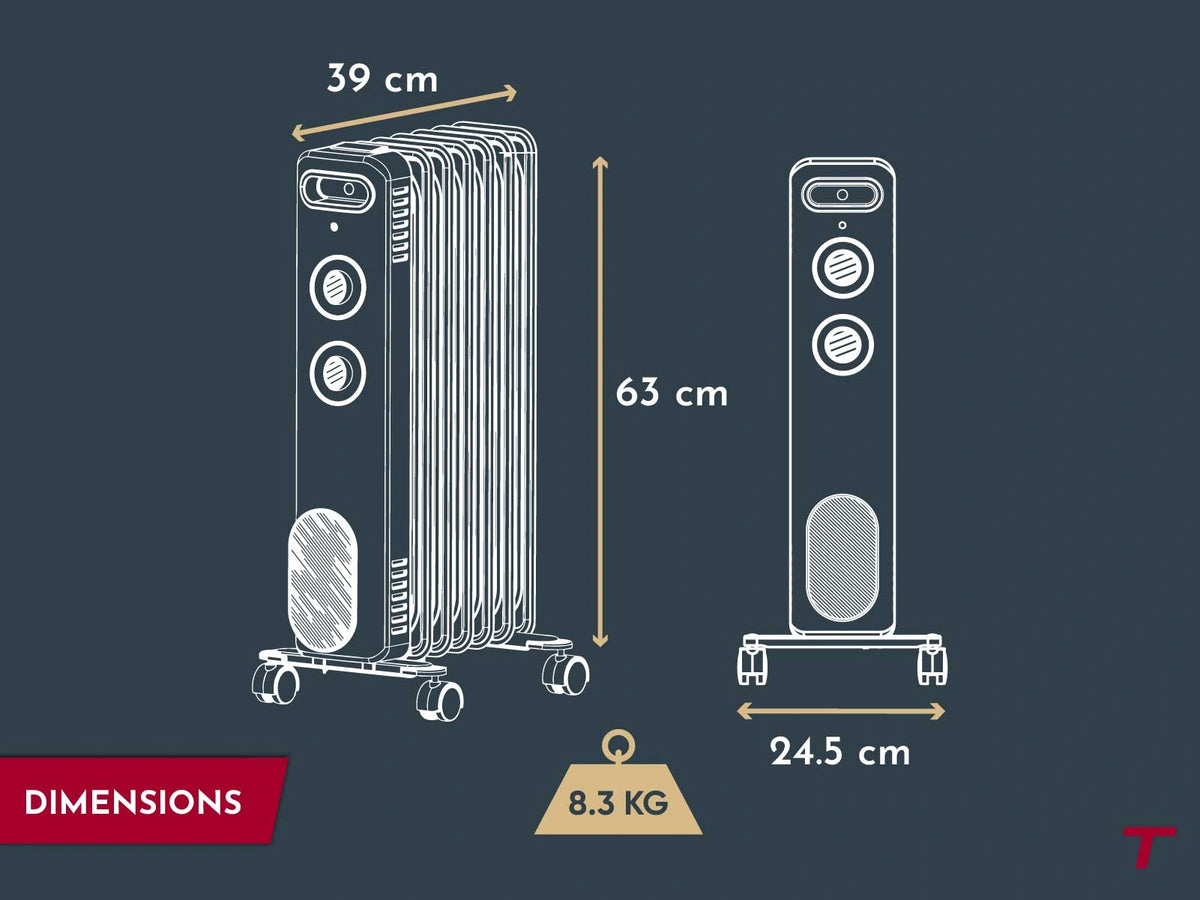 Dimensions and weight of the CALISTA portable heater