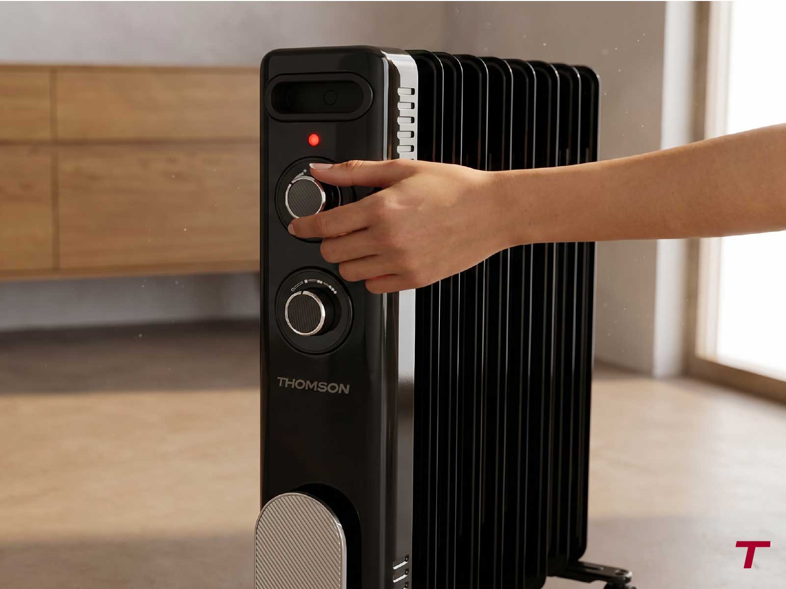 Radiateur mobile CALISTA noir avec une main