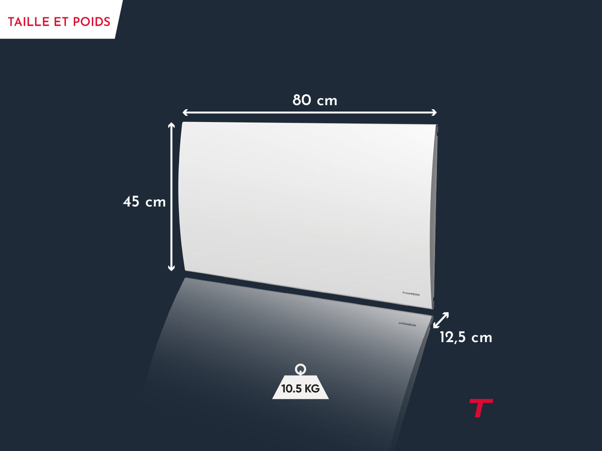 Poids et dimensions du radiateur à inertie sèche CLEO de Thomson