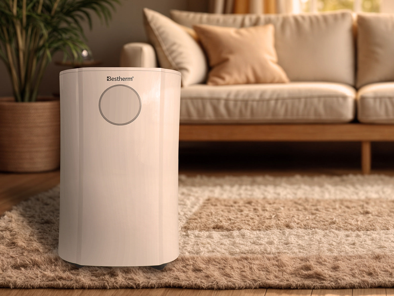 Déshumidificateur ATHEA blanc de 20L dans une image d'ambiance