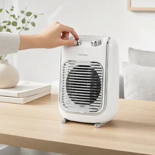 Chauffage d'appoint soufflant FIFTY blanc dans un décor d'ambiance