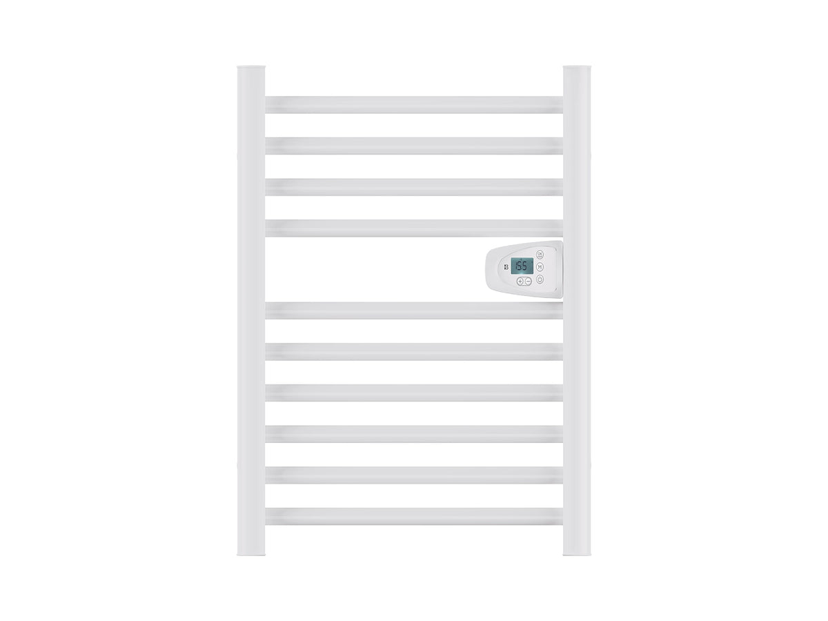 HESTIA WHITE dry-inertia heated towel rail on a white background