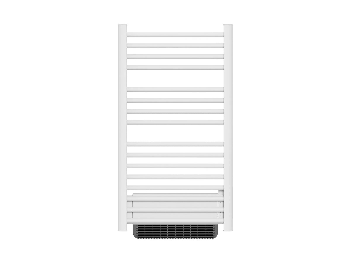 HESTIA WHITE dry-inertia heated towel rail on a white background