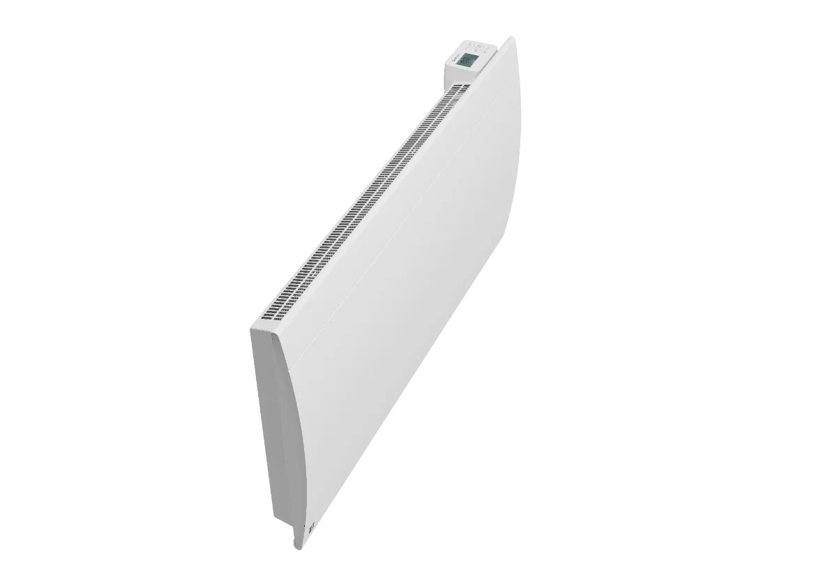 ILLO CONNECT connected ceramic dry-inertia radiator, angled view, on a white background