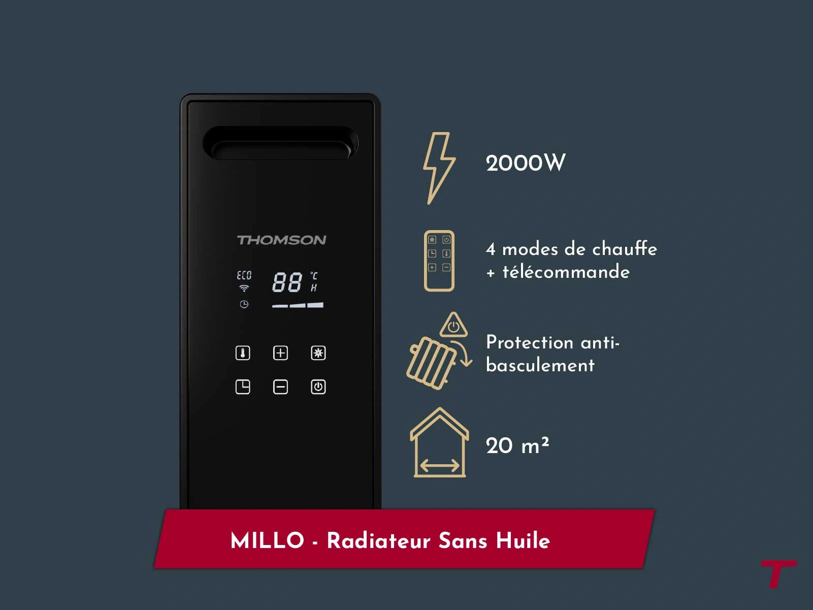Features of the MILLO 2000W portable heater