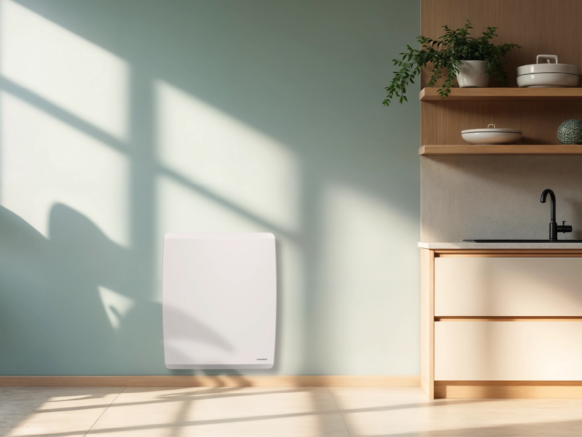 Radiateur à inertie sèche connecté MOLY de Thomson dans un décor d'ambiance