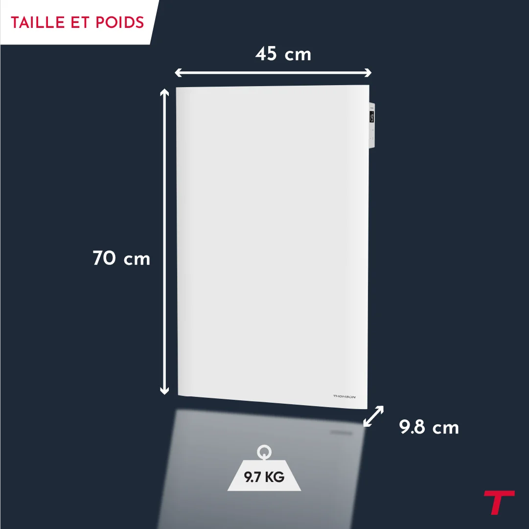 Dimensioni e peso del radiatore NEMEA VERTICAL 1000W di Thomson