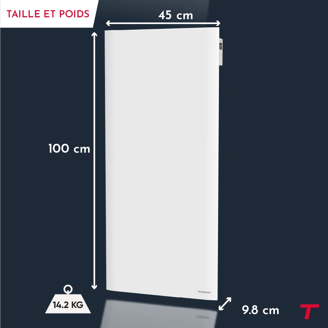 Dimensioni e peso del radiatore NEMEA VERTICAL 1500W di Thomson