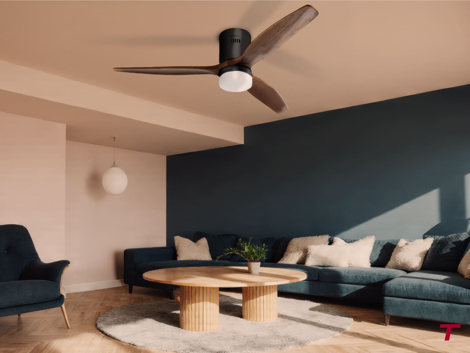 Ventilateur de plafond NERO dans un salon design
