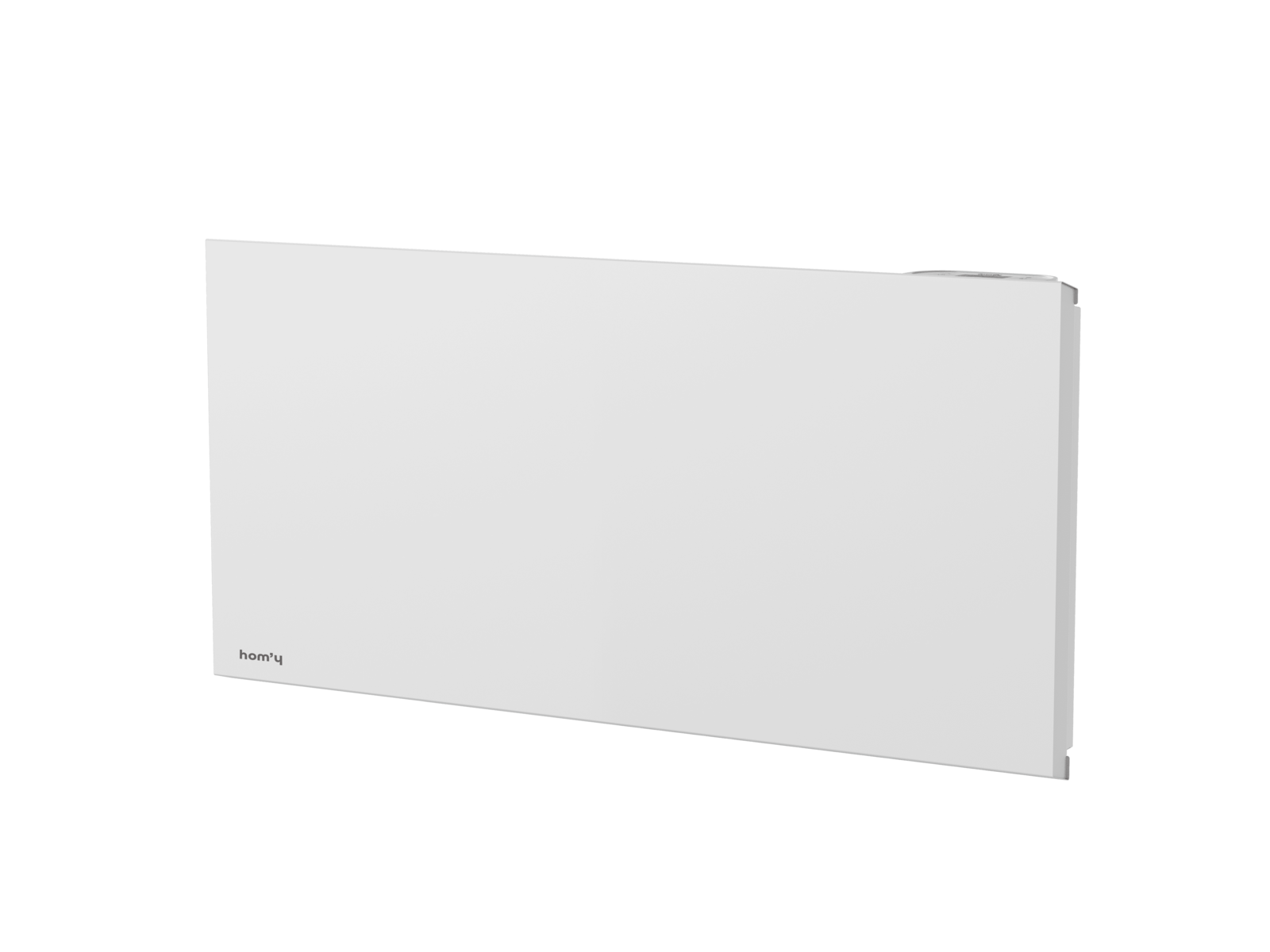 Radiateur ORPHE CONNECT 1500W de biais sur fond blanc
