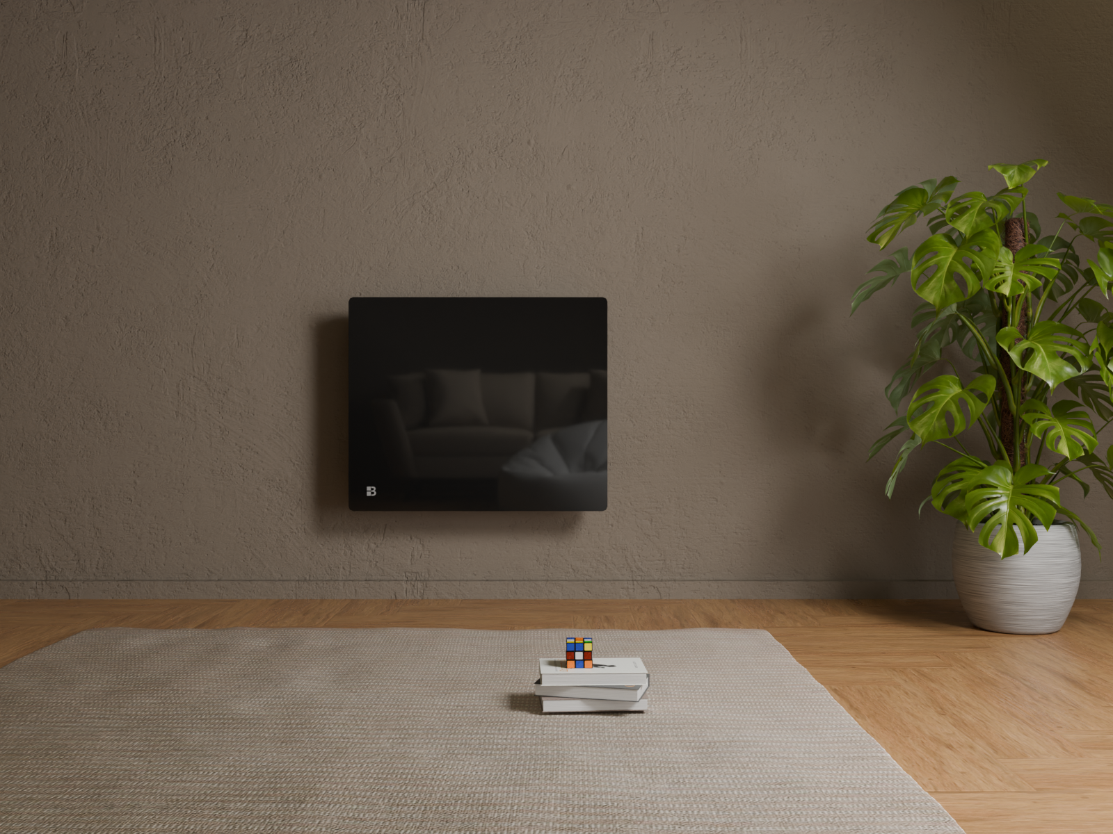 Radiateur IRIS noir de 1000W dans une image d'ambiance