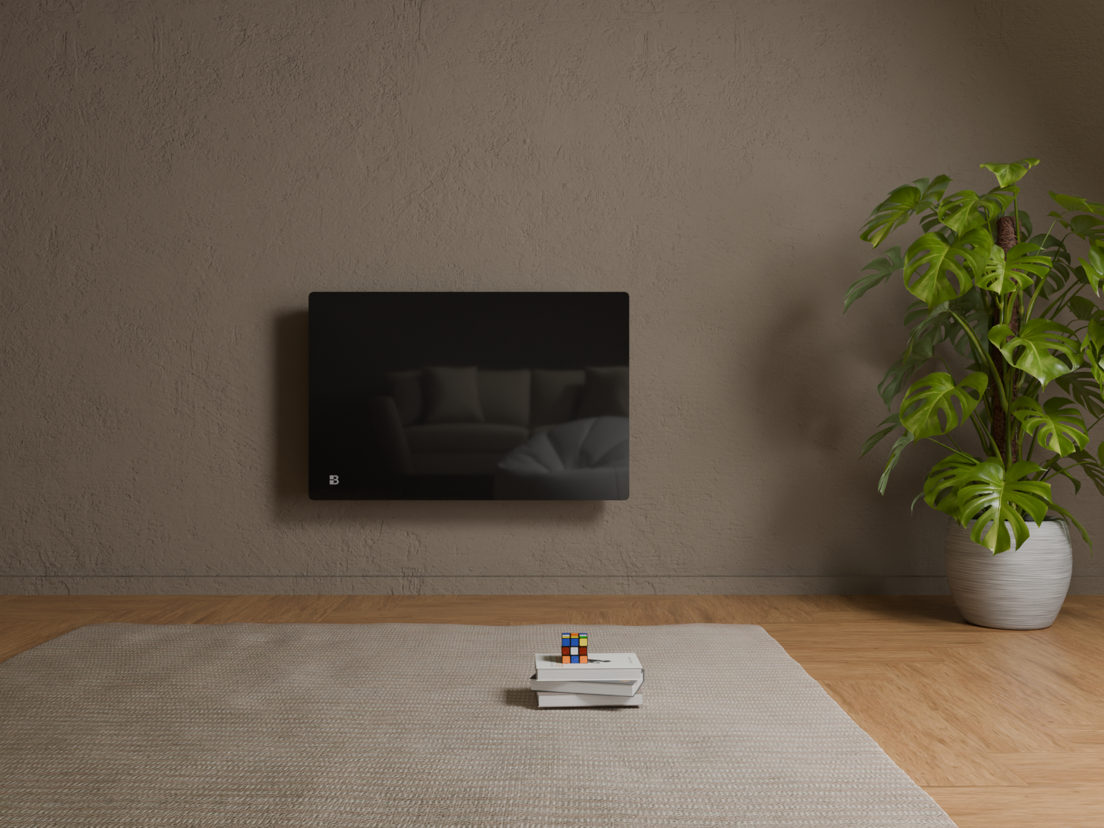 Radiateur IRIS noir de 1500W dans une image d'ambiance