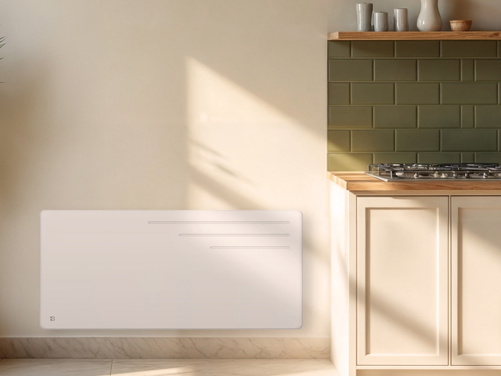 Radiateur MOTU blanc de 2000W dans une image d'ambiance