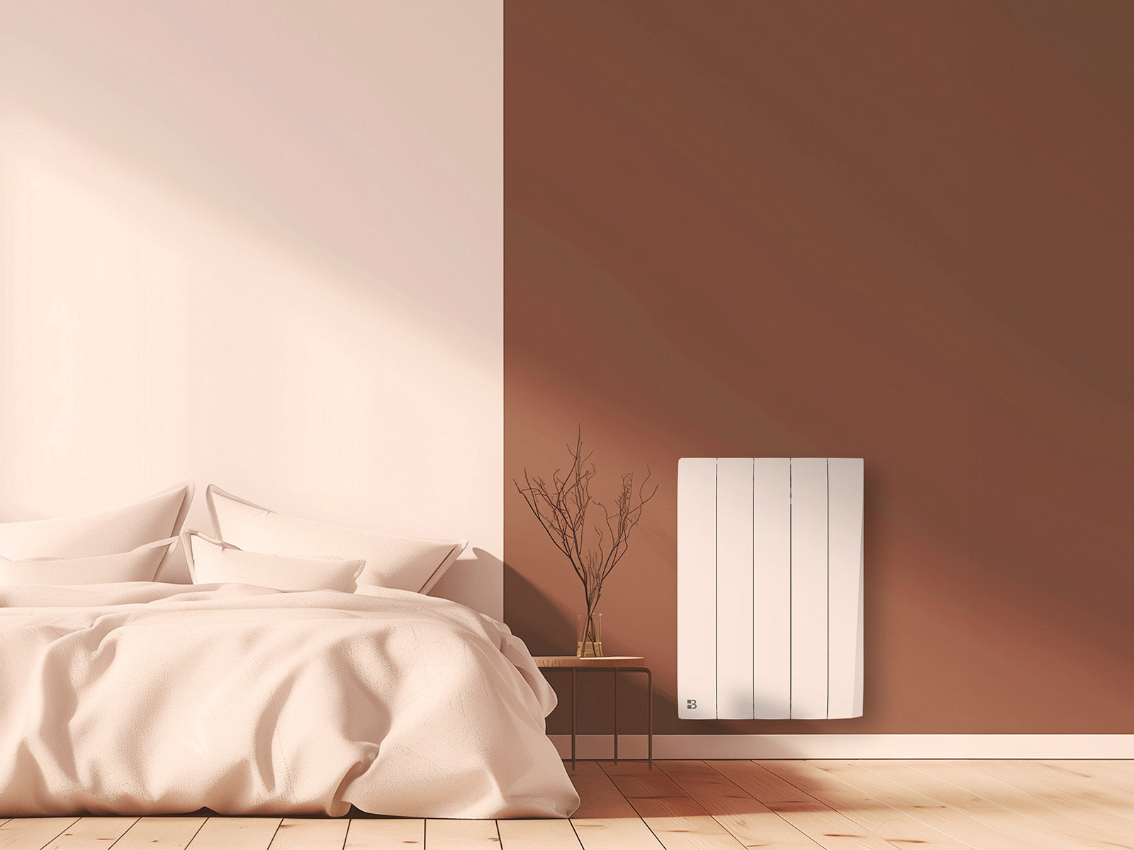Radiateur TIKEI blanc de 1000W dans une image d'ambiance