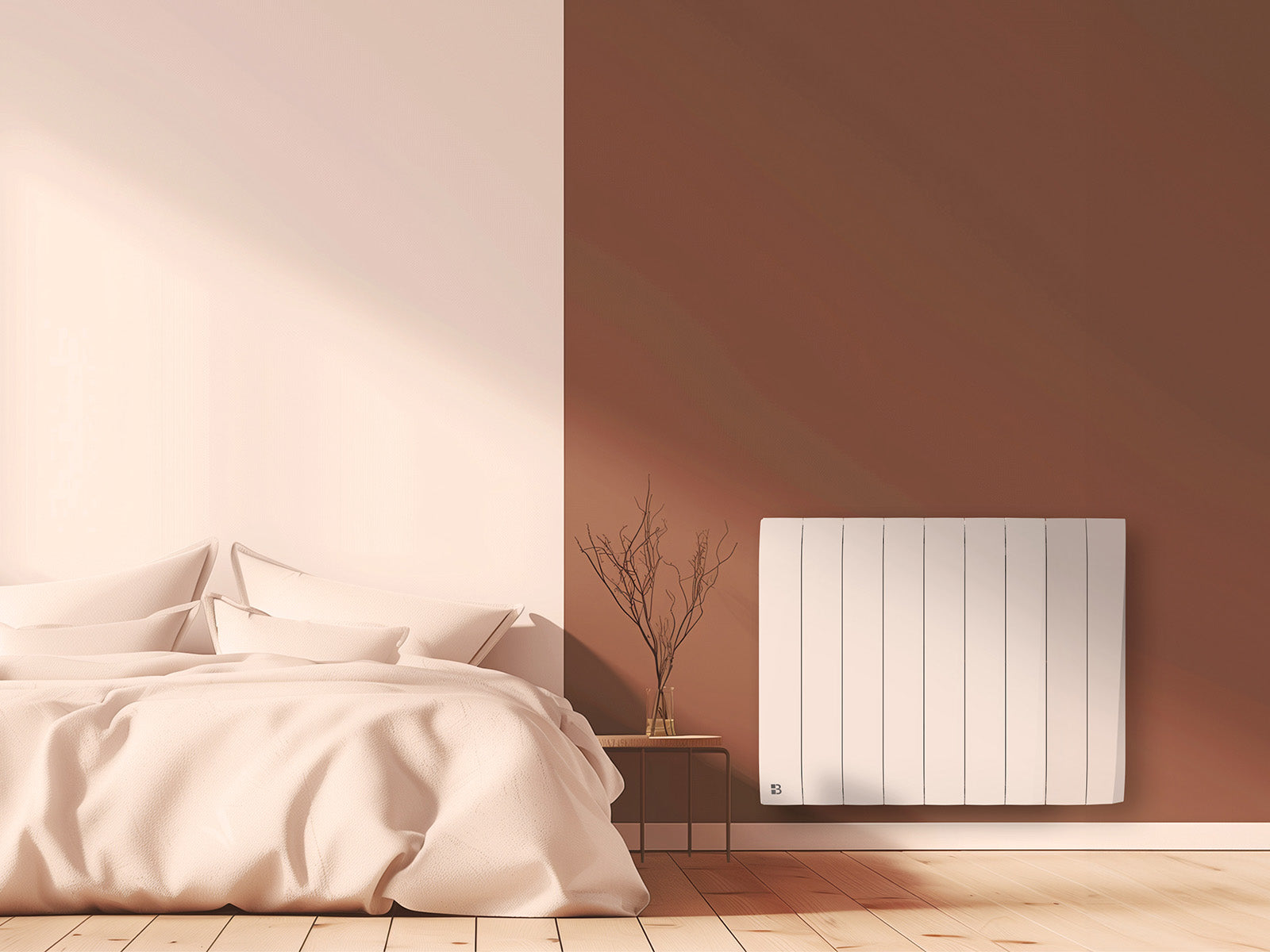 Radiateur TIKEI blanc de 2000W dans une image d'ambiance