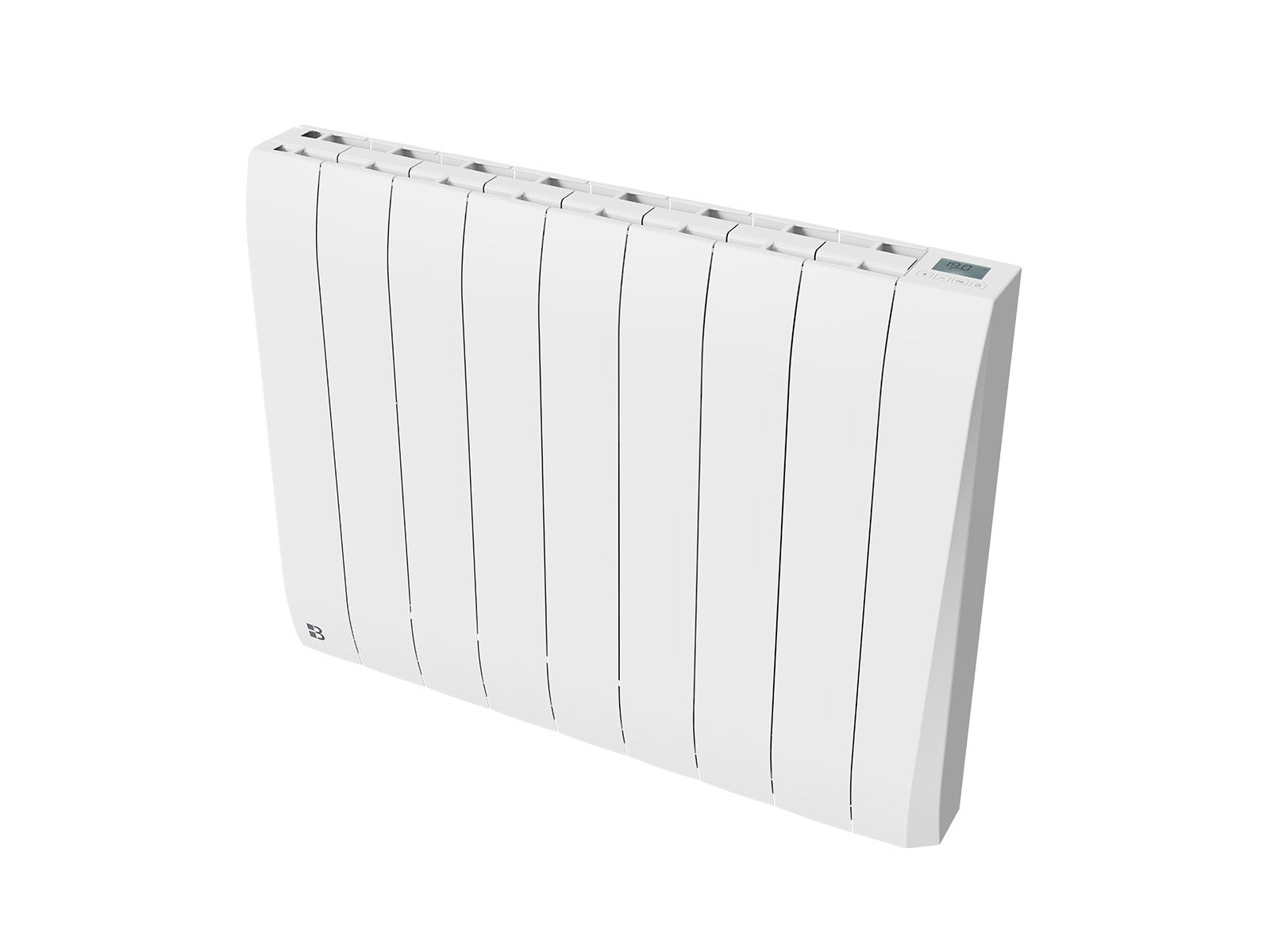 Radiateur TIKEI blanc de 2000W de biais sur un fond blanc