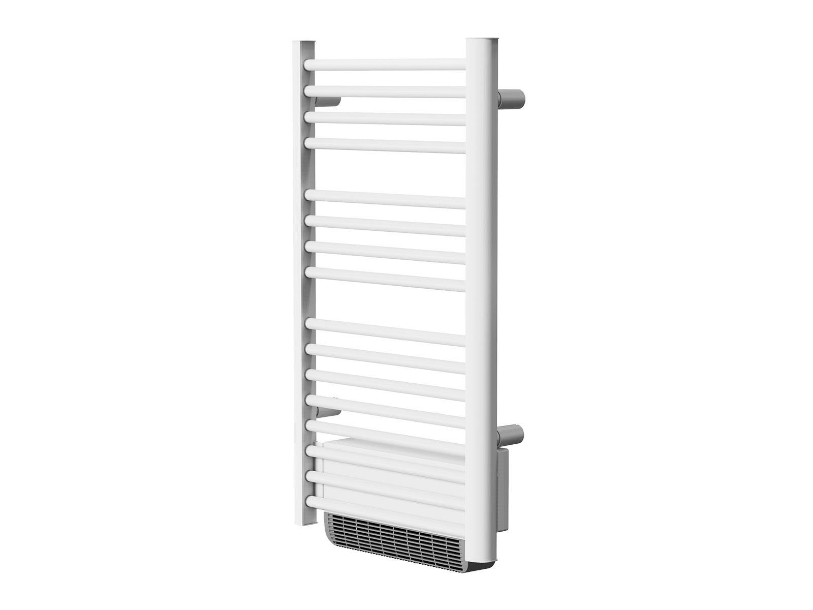 Sèche-serviettes HESTIA blanc de 500w+1000W de biais sur fond blanc