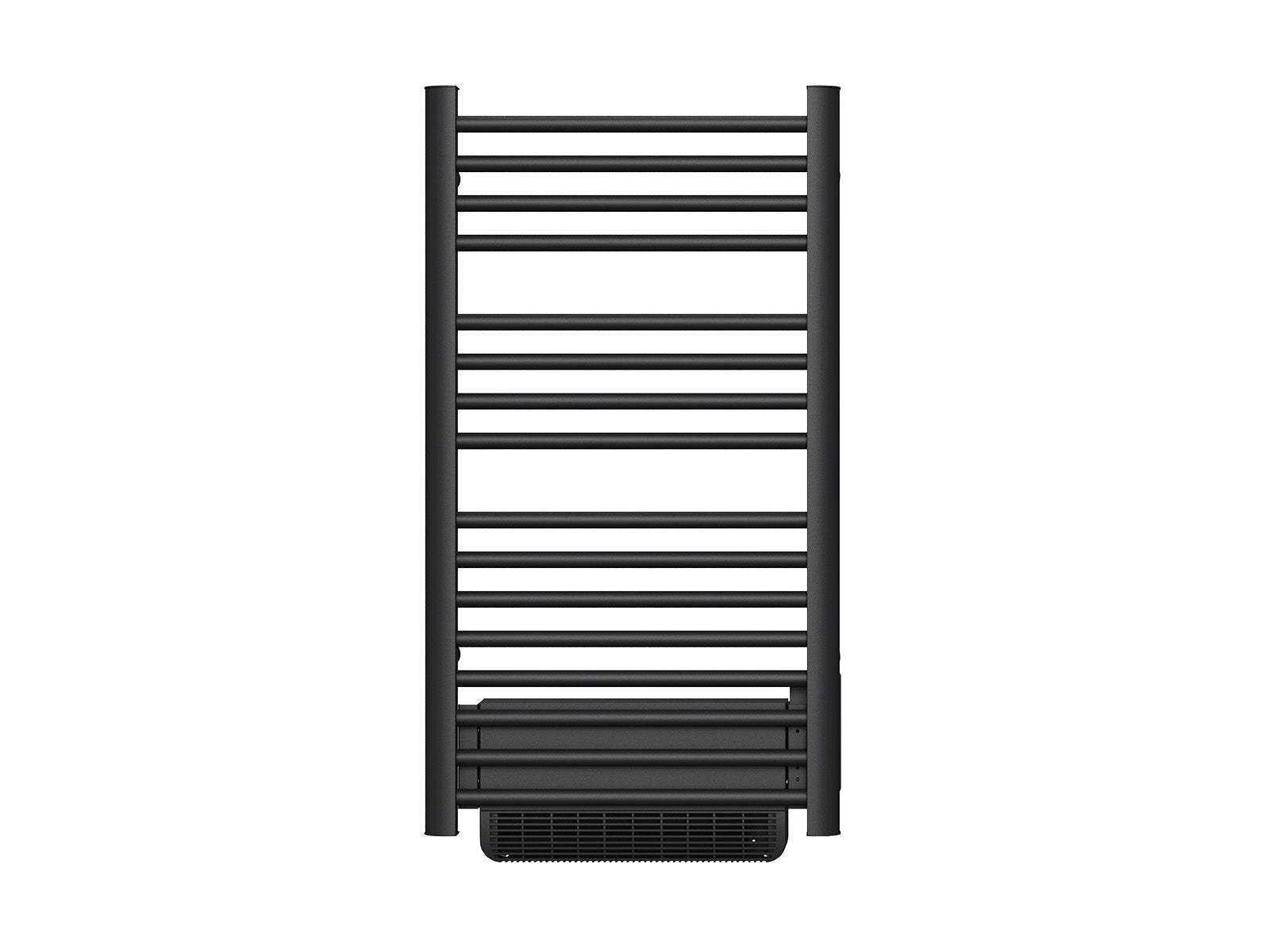 Sèche-serviettes HESTIA noir de 500W+1000W de face sur fond blanc