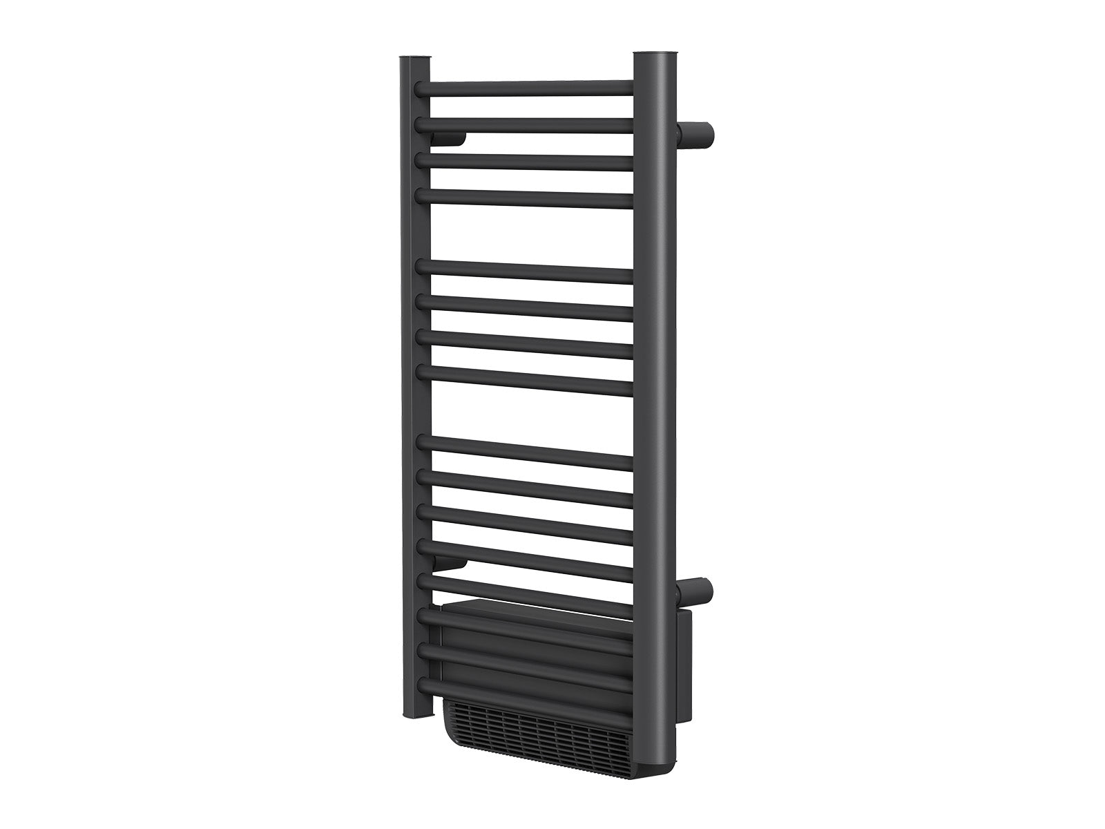 Sèche-serviettes HESTIA noir de 500W+100W de biais sur fond blanc