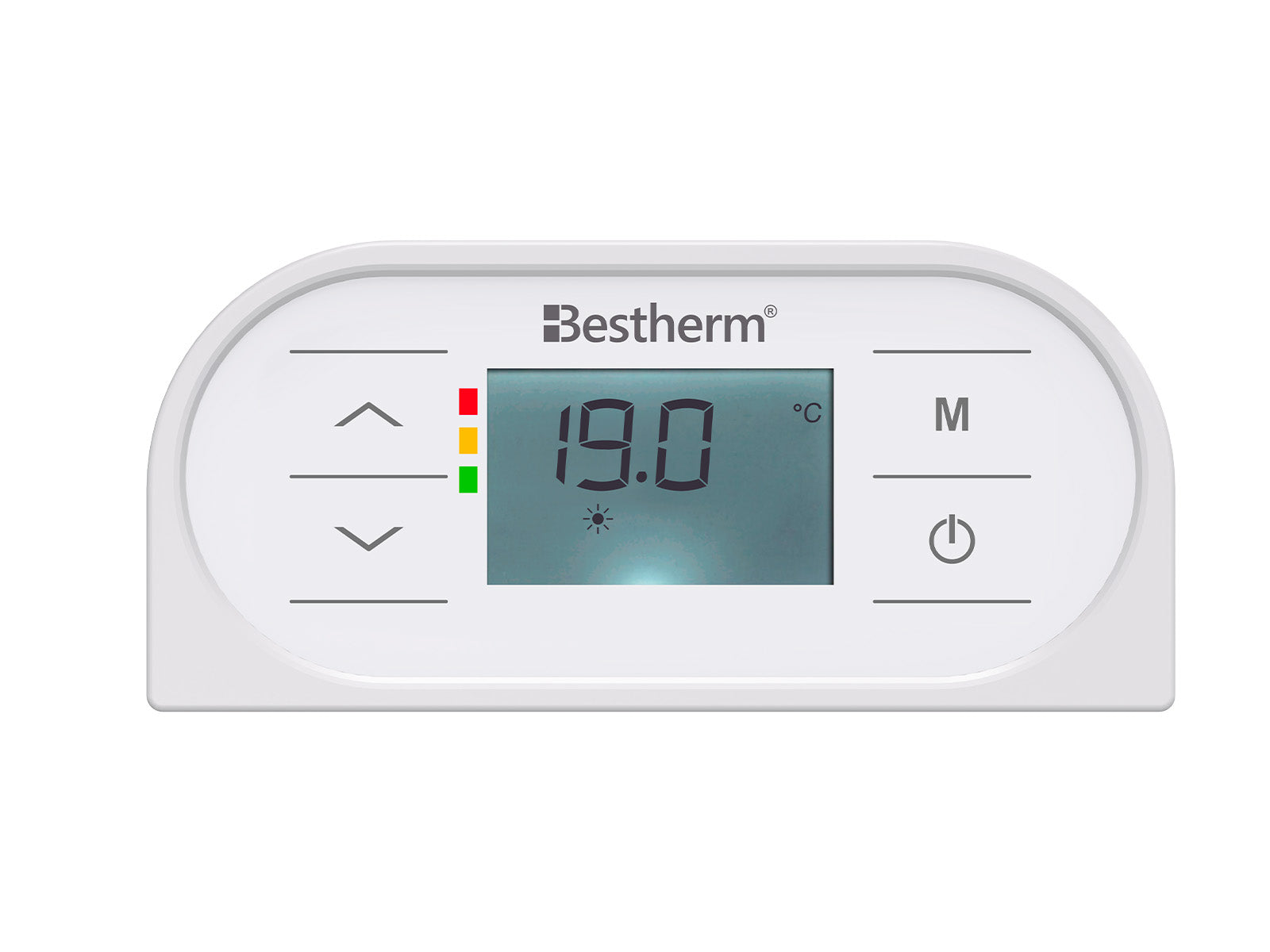 Thermostat MANA blanc sur un fond blanc