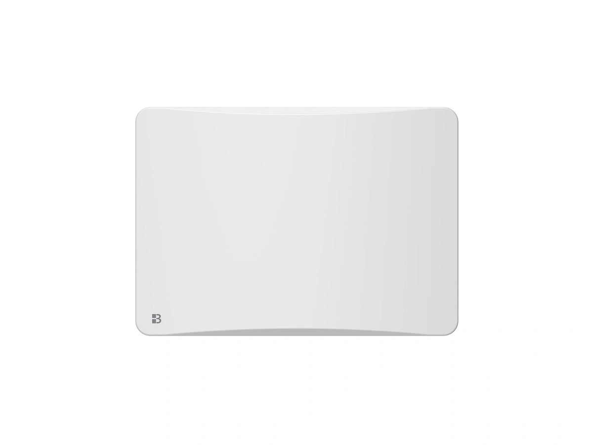Radiateur à inertie sèche double cœur fonte + film chauffant avec thermostat interchangeable ALMEA sur fond blanc