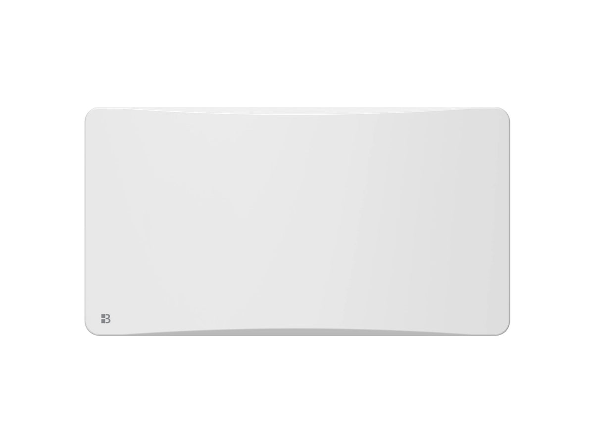 Radiateur à inertie sèche double cœur fonte + film chauffant avec thermostat interchangeable ALMEA sur fond blanc