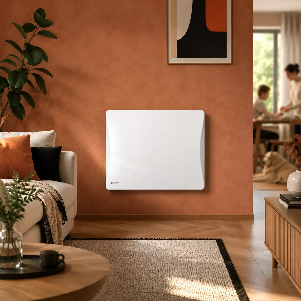 Radiateur ALOA CONNECT 1000W dans un salon d'ambiance
