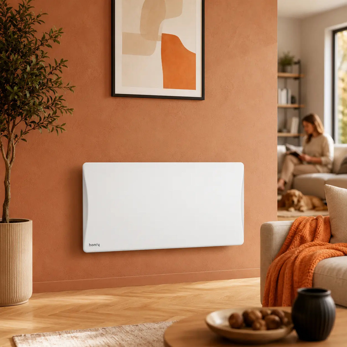 Radiatore ALOA CONNECT 2000W in un soggiorno arredato