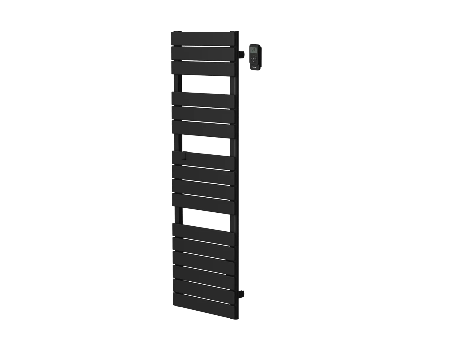 ANIS BLACK dry-inertia towel radiator shown at an angle