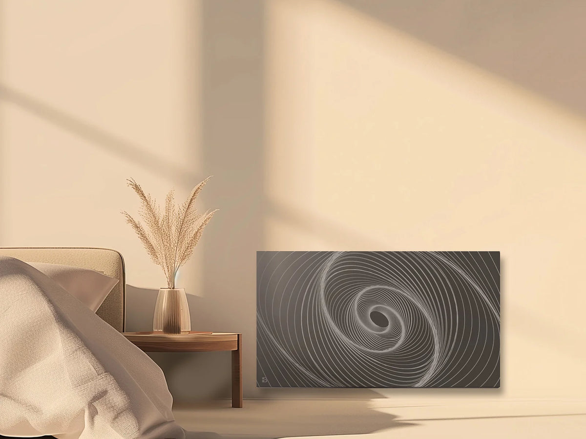 ARIANE CONNECT BLACK ceramic dry-inertia smart radiator in a lifestyle setting