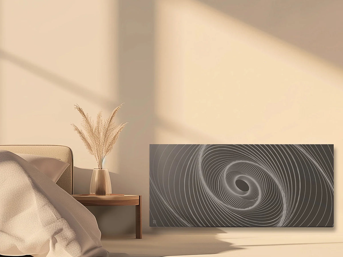 ARIANE CONNECT BLACK ceramic dry-inertia smart radiator in a lifestyle setting