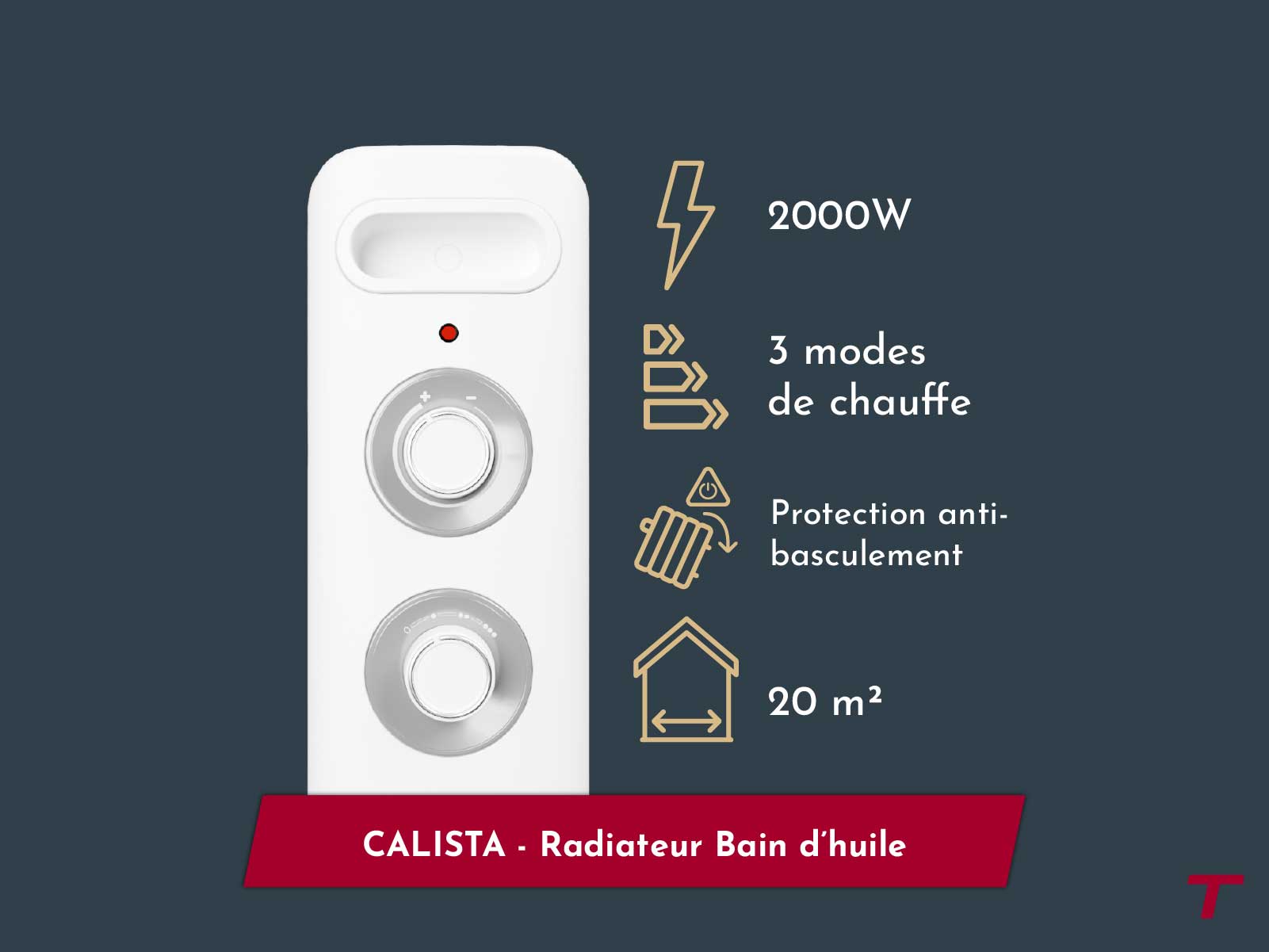 Fonctions du radiateur mobile CALISTA blanc