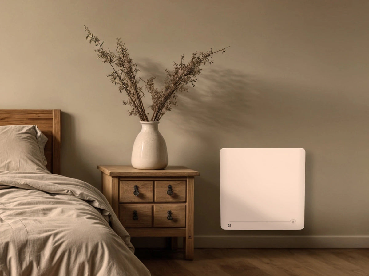 Radiateur à inertie sèche céramique avec détecteur de présence & thermostat interchangeable DIANE dans un décor d'ambiance
