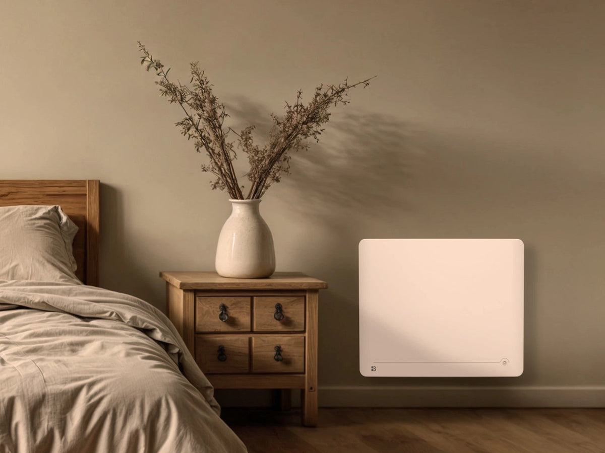 Radiateur à inertie sèche céramique avec détecteur de présence & thermostat interchangeable DIANE dans un décor d'ambiance