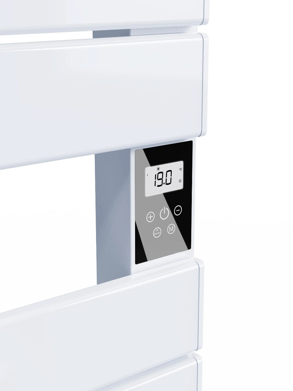Thermostat du sèche-serviettes HANAE blanc avec réglage électronique et soufflerie