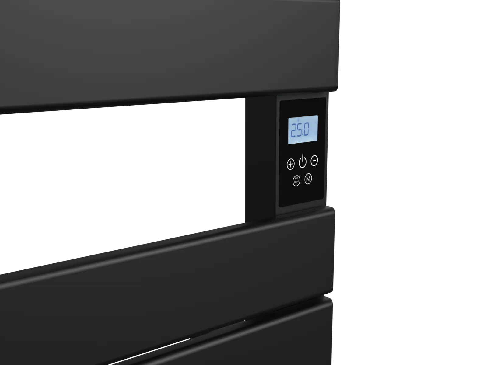 Thermostat du sèche-serviettes HANAE noir avec réglage électronique et soufflerie