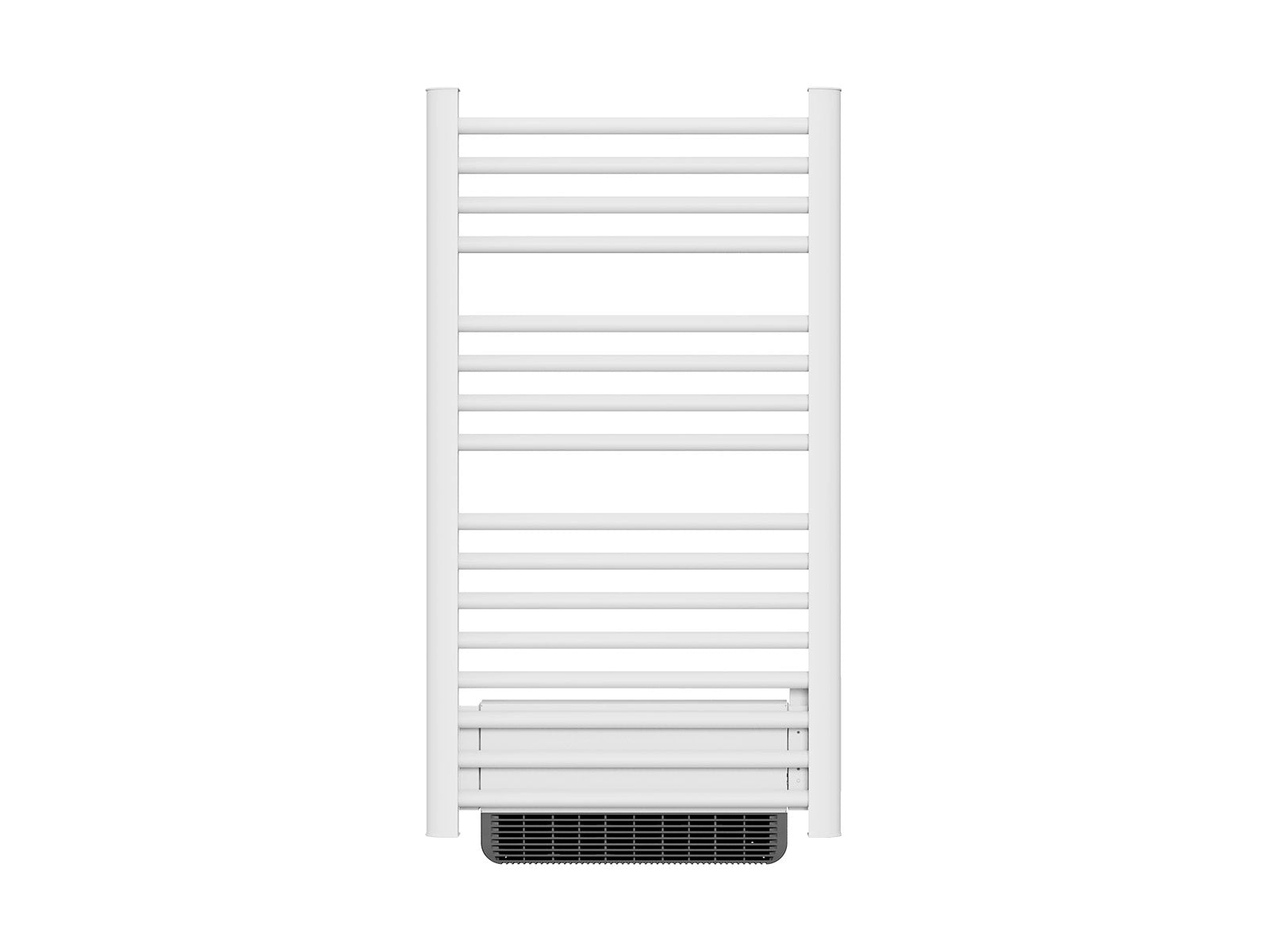 HESTIA WHITE dry-inertia heated towel rail on a white background