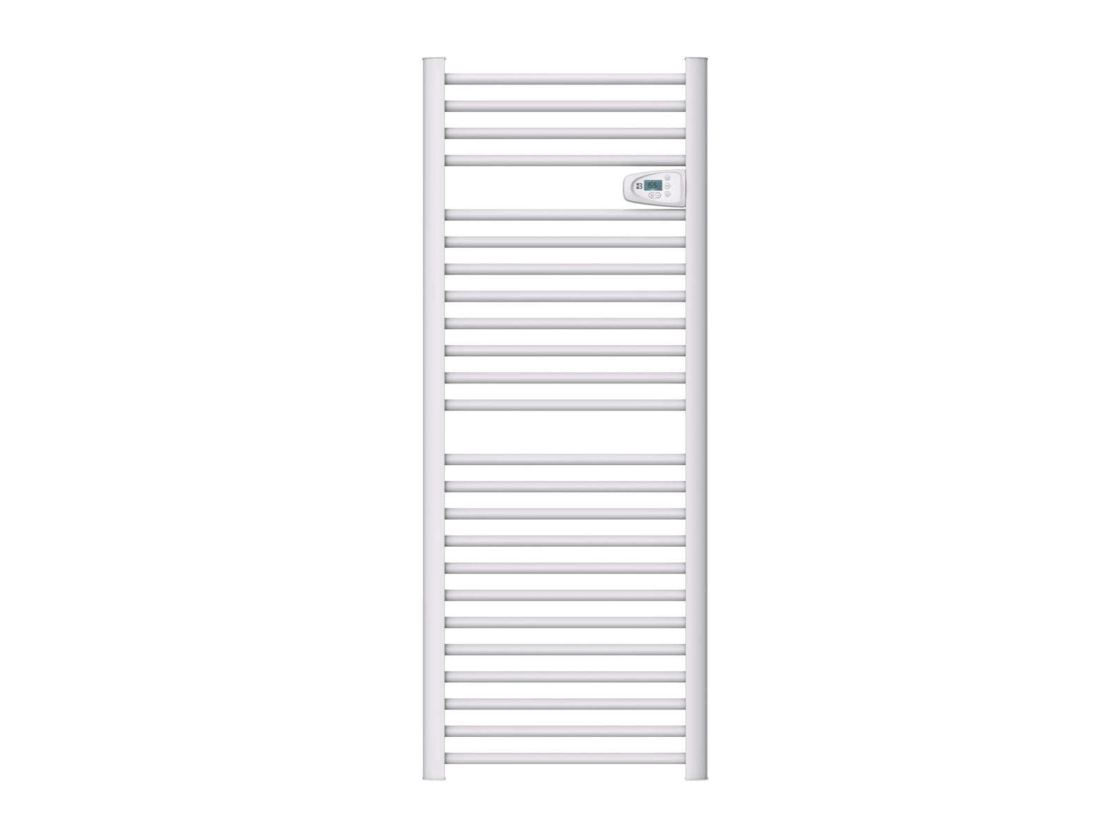 HESTIA WHITE dry-inertia heated towel rail on a white background