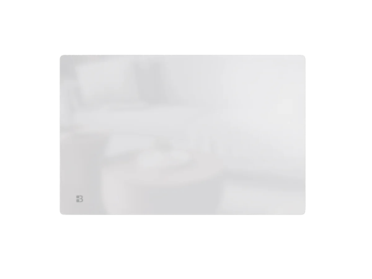 Radiateur en verre à inertie sèche céramique IRIS BLANC sur fond blanc