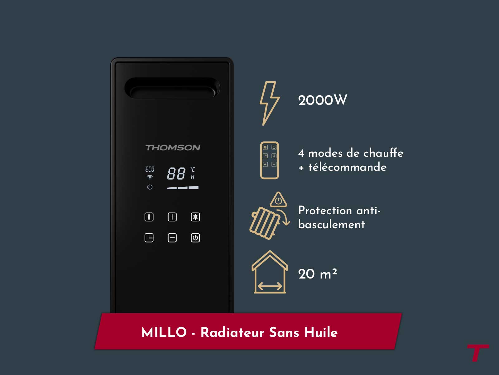 Fonctions du radiateur mobile MILLO 2000W