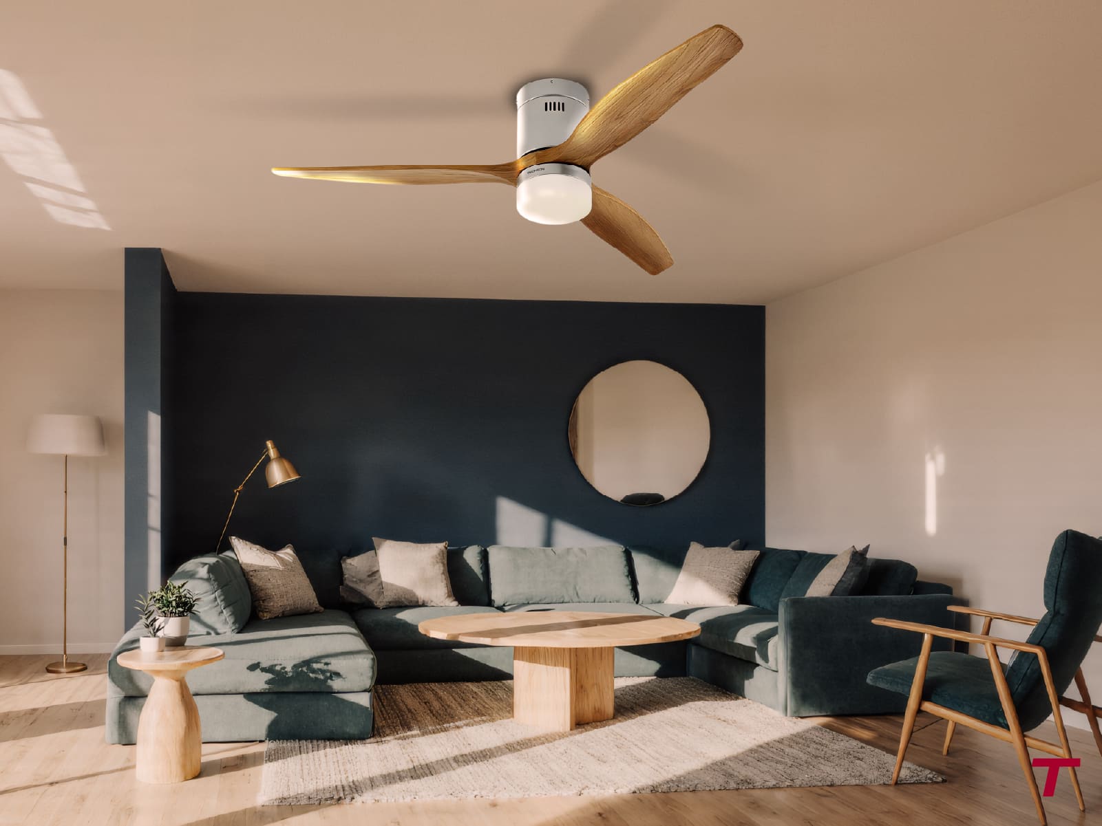 Ventilateur de plafond NAO dans un salon design