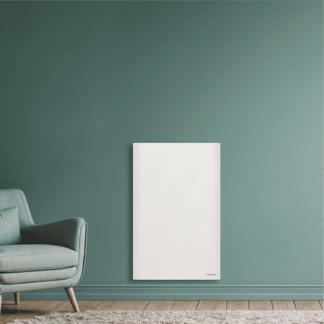 Radiateur NEMEA 1000W sur fond bleu.