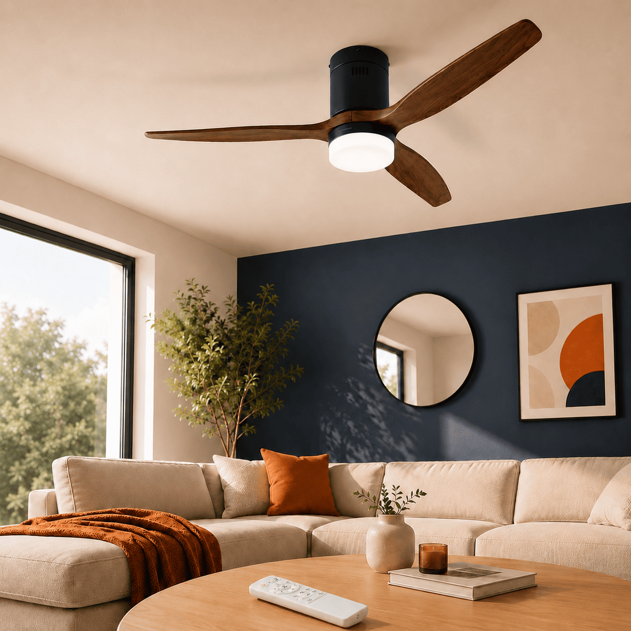 Ventilateur de plafond NERO dans un salon