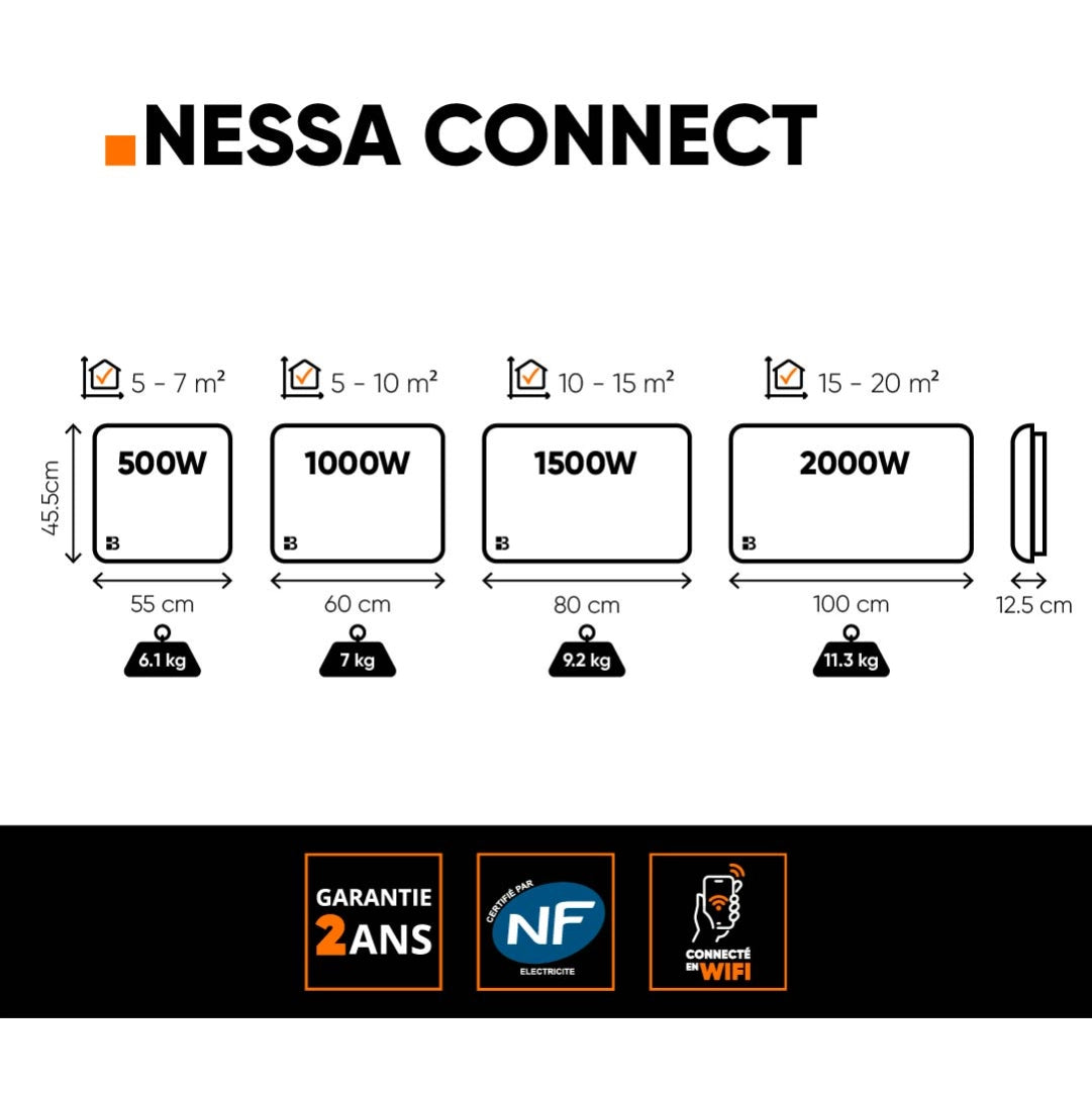 Dimensions and warranties of the Nessa Connect