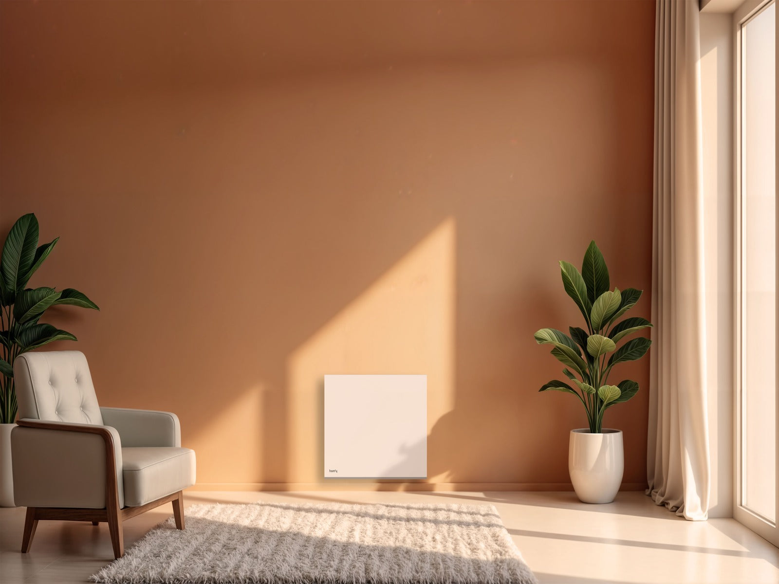 Radiateur ORPHE CONNECT 1000W dans un salon d'ambiance