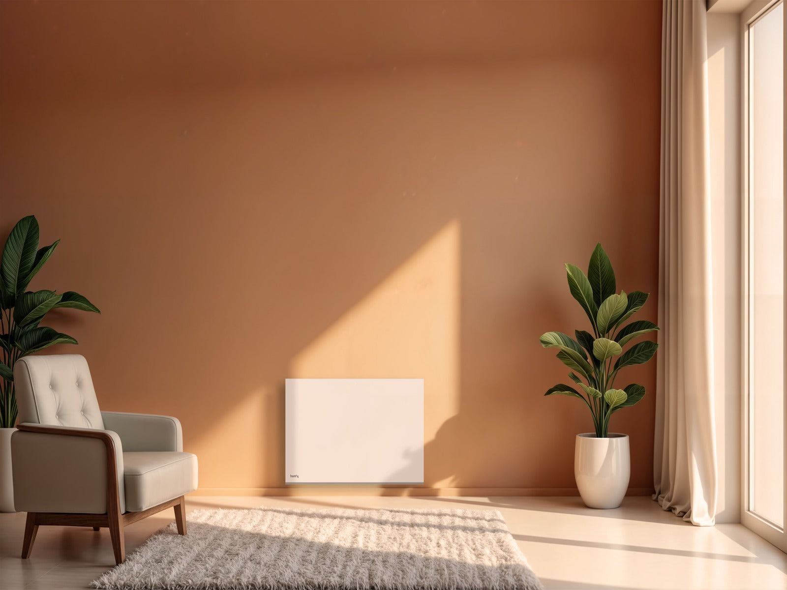 Radiateur ORPHE CONNECT 1500W dans un salon d'ambiance