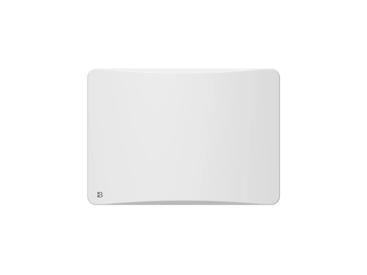 Radiateur à inertie sèche céramique avec thermostat interchangeable OVEO sur fond blanc