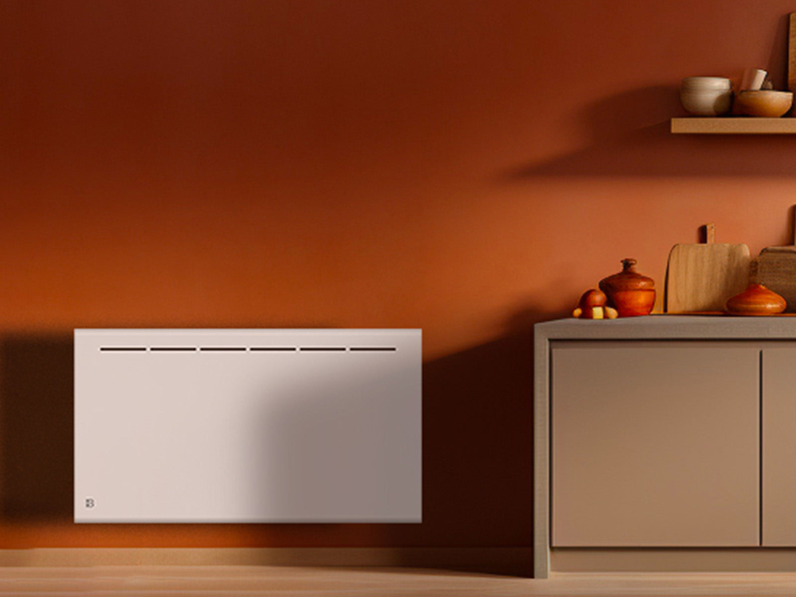 Radiateur ATLAS blanc de 1500W dans une image d'ambiance