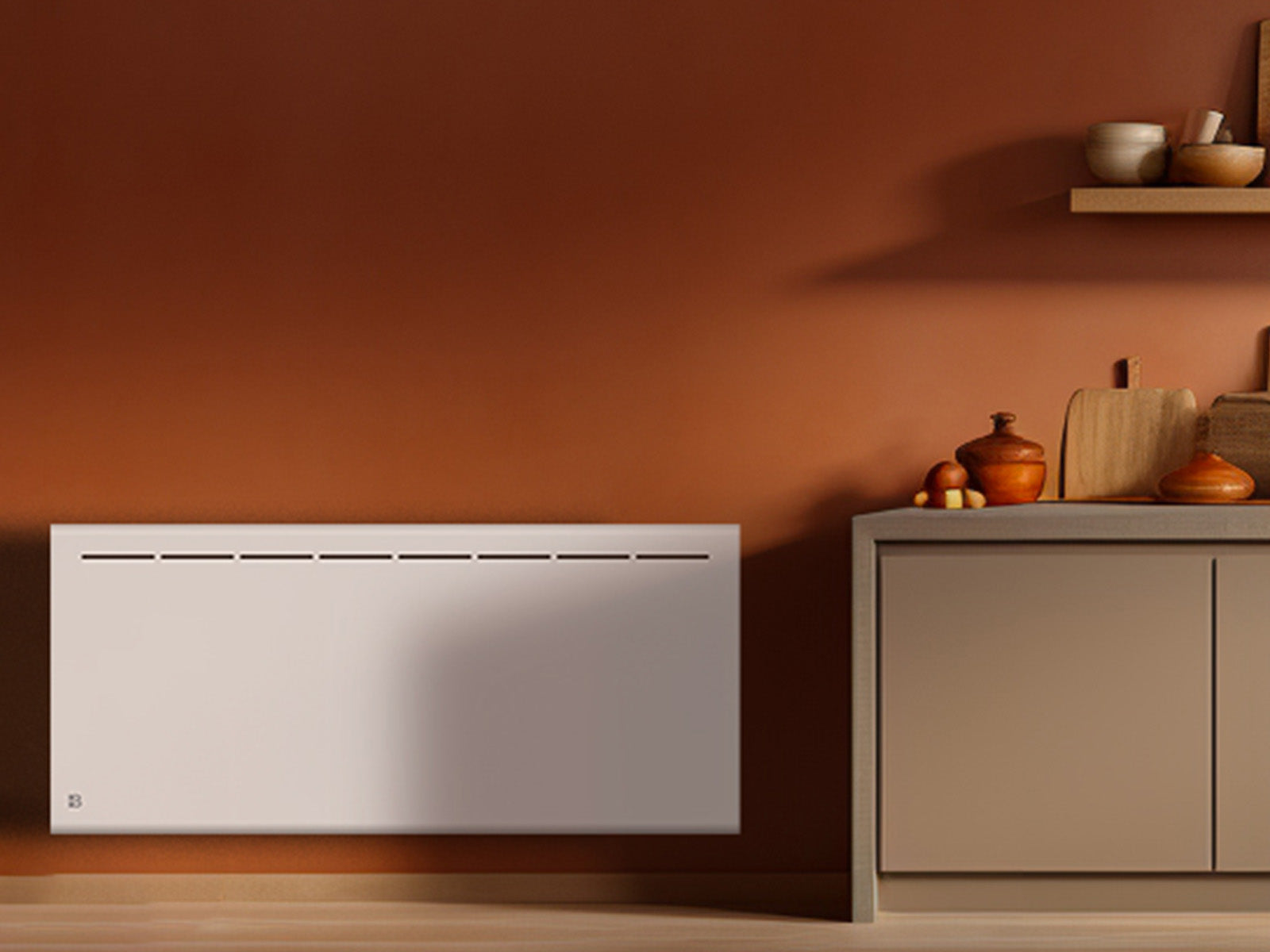 Radiateur ATLAS blanc de 2000W dans une image d'ambiance
